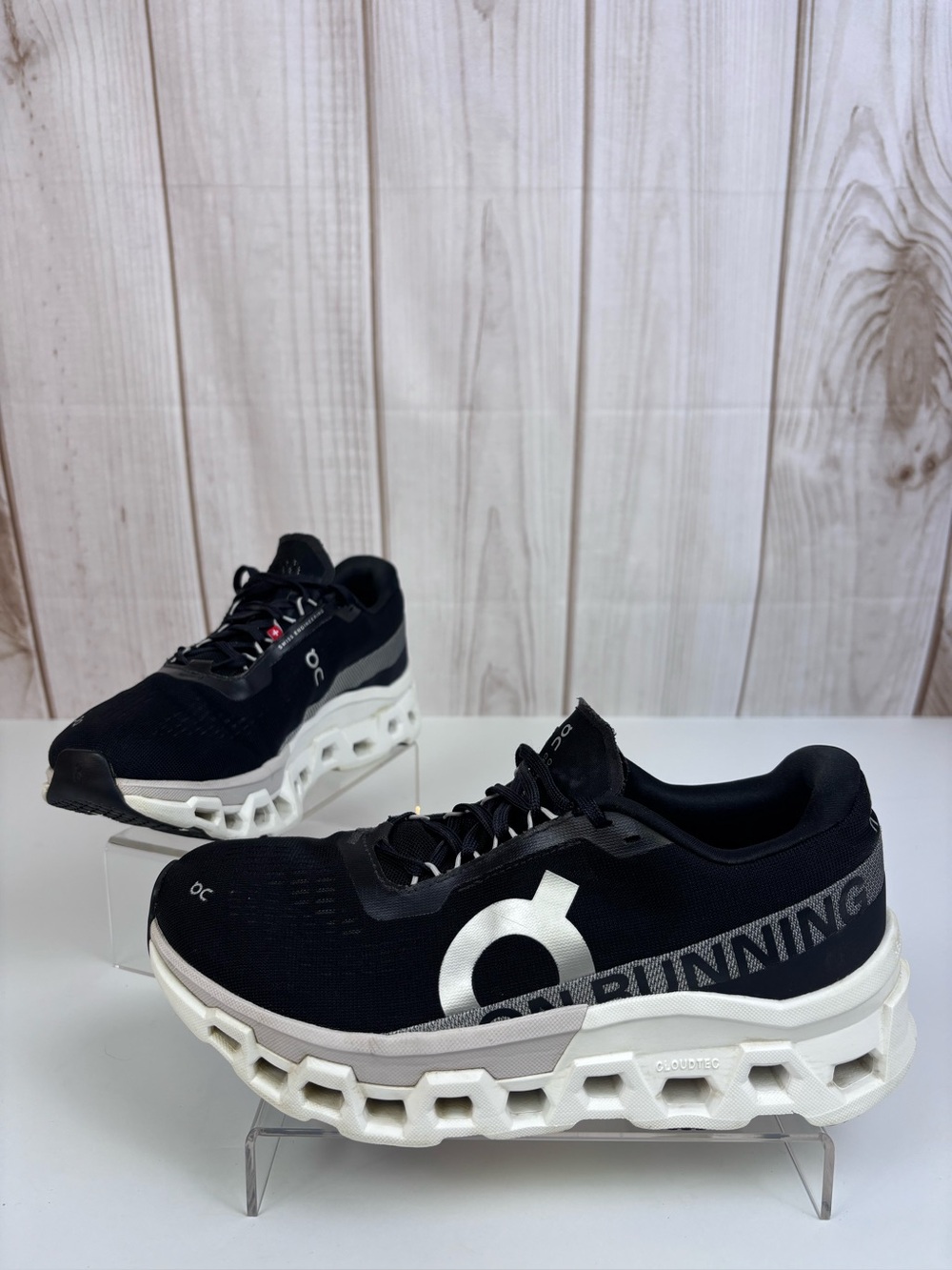 On Running Shoes Cloudmonster Women's Athletic Sneakers Black White Size 10